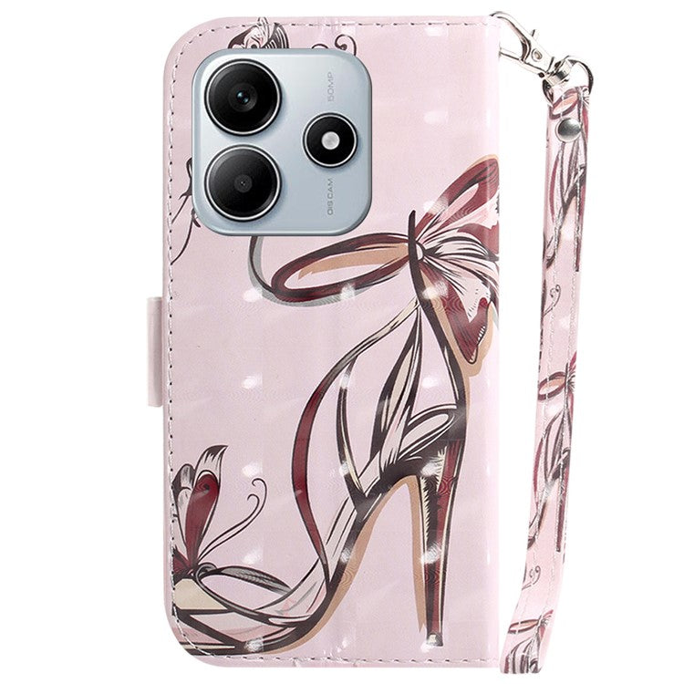 For Xiaomi Redmi Note 14 5G / 14 4G Case Pattern Printing Leather Wallet Phone Cover - Butterfly High Heels