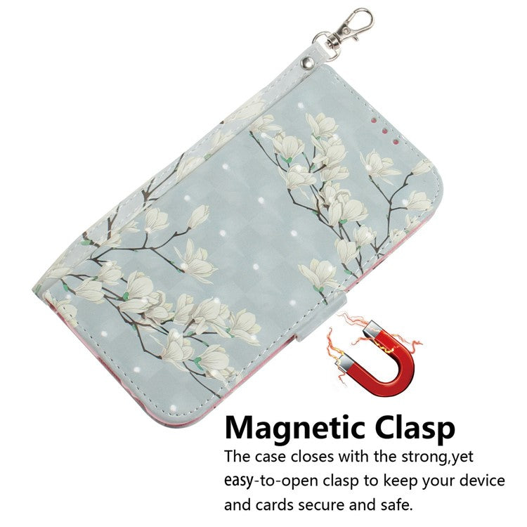 For Xiaomi Redmi Note 14 5G / 14 4G Case Pattern Printing Leather Wallet Phone Cover - Magnolia