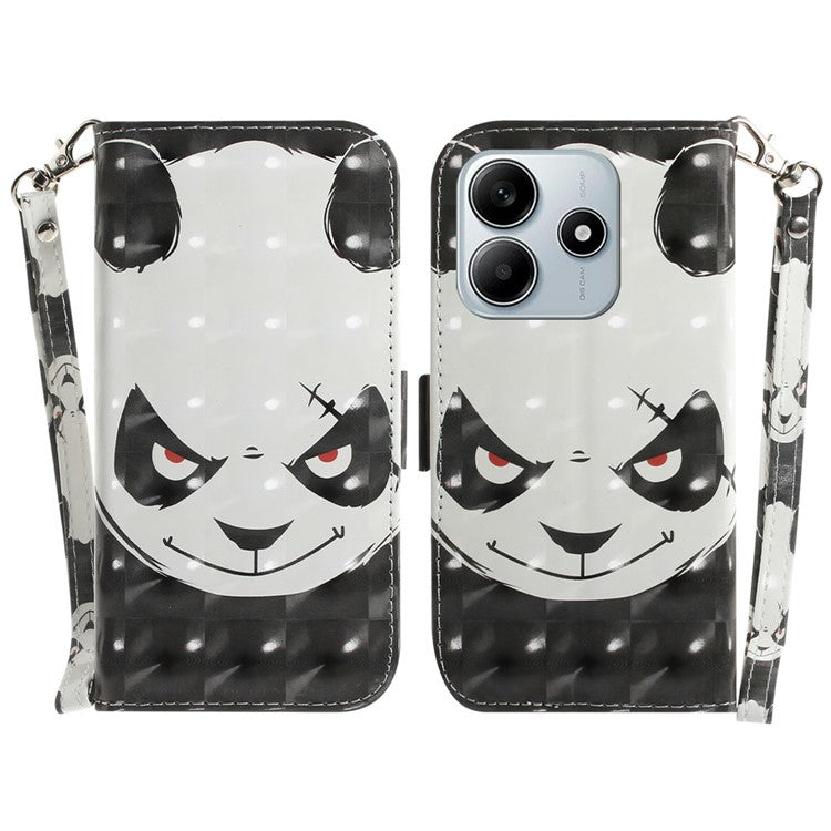 For Xiaomi Redmi Note 14 5G / 14 4G Case Pattern Printing Leather Wallet Phone Cover - Angry Panda