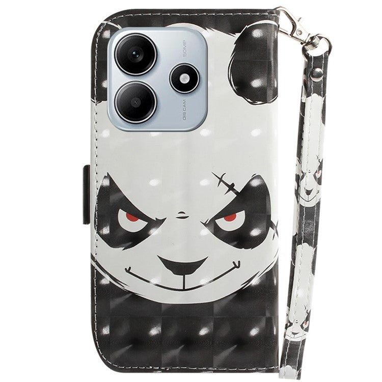 For Xiaomi Redmi Note 14 5G / 14 4G Case Pattern Printing Leather Wallet Phone Cover - Angry Panda