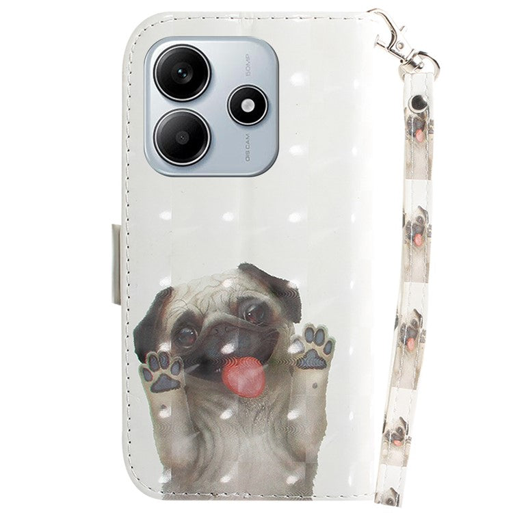 For Xiaomi Redmi Note 14 5G / 14 4G Case Pattern Printing Leather Wallet Phone Cover - Pug