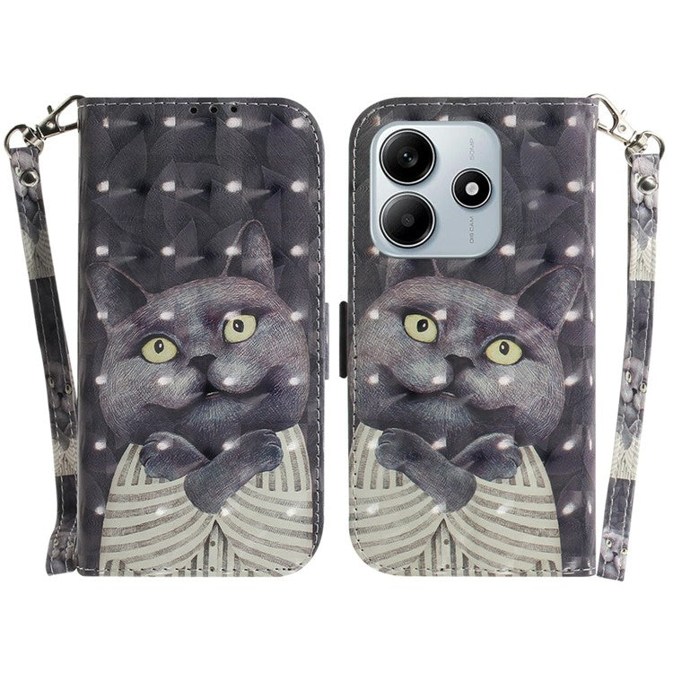 For Xiaomi Redmi Note 14 5G / 14 4G Case Pattern Printing Leather Wallet Phone Cover - Embracing Cat