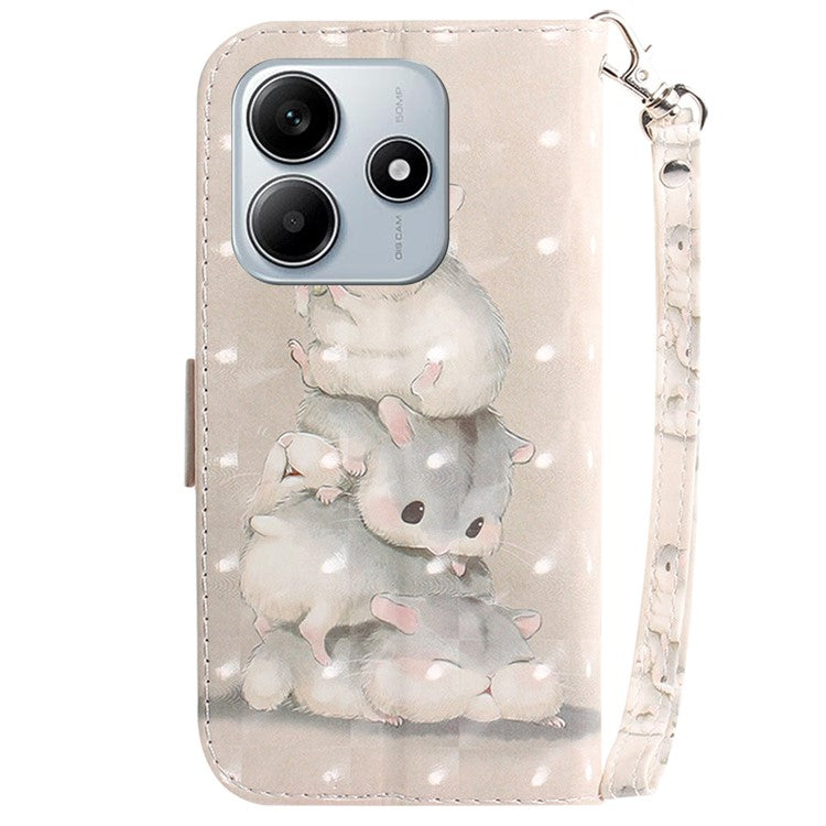 For Xiaomi Redmi Note 14 5G / 14 4G Case Pattern Printing Leather Wallet Phone Cover - Stacking Squirrels