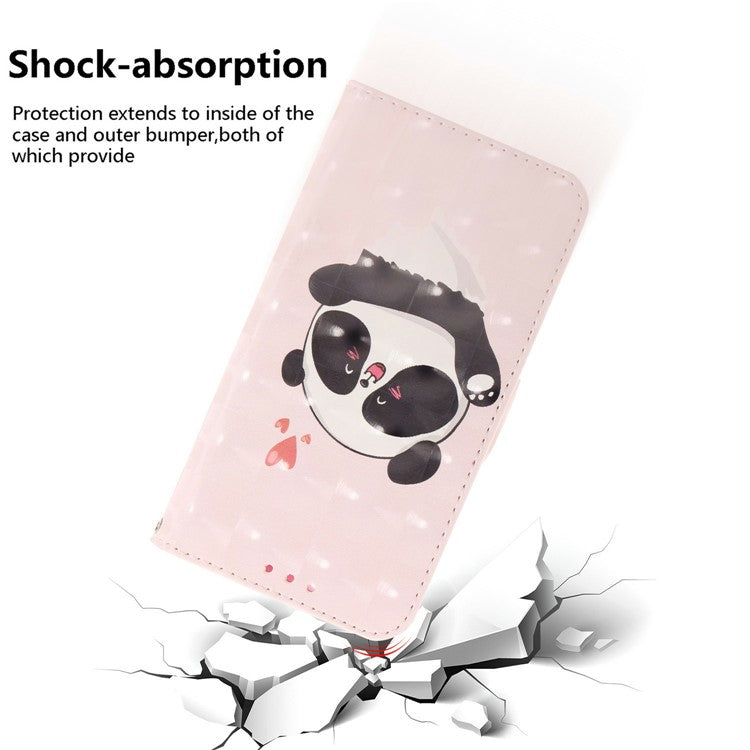 For Xiaomi Redmi Note 14 5G / 14 4G Case Pattern Printing Leather Wallet Phone Cover - Love Heart Panda