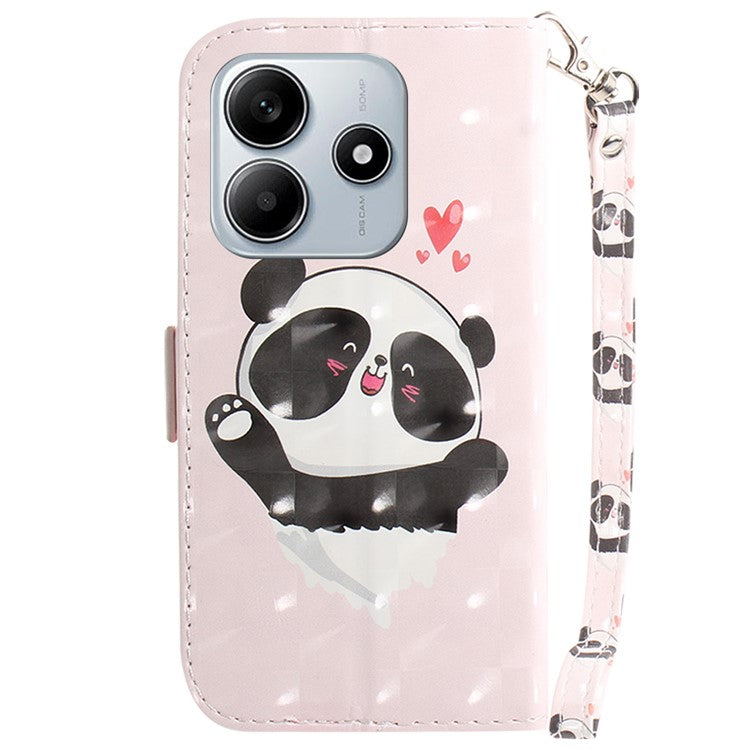 For Xiaomi Redmi Note 14 5G / 14 4G Case Pattern Printing Leather Wallet Phone Cover - Love Heart Panda