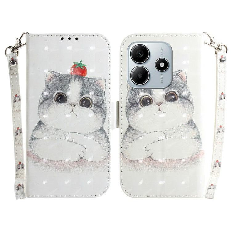 For Xiaomi Redmi Note 14 5G / 14 4G Case Pattern Printing Leather Wallet Phone Cover - Cute Cat