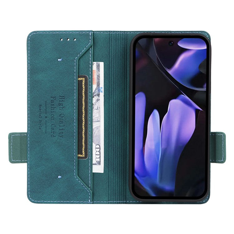 For Google Pixel 9a Case Leather Wallet Flip Phone Cover with Hardware Decor - Blue