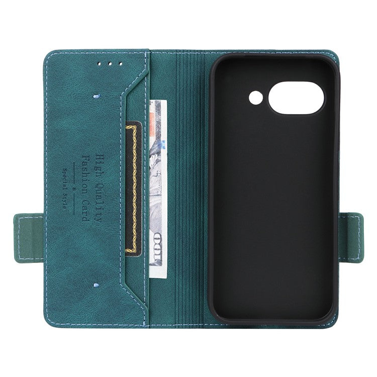 For Google Pixel 9a Case Leather Wallet Flip Phone Cover with Hardware Decor - Blue