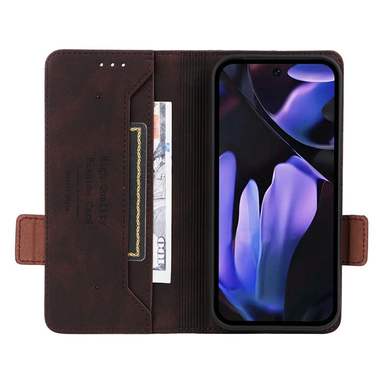 For Google Pixel 9a Case Leather Wallet Flip Phone Cover with Hardware Decor - Coffee