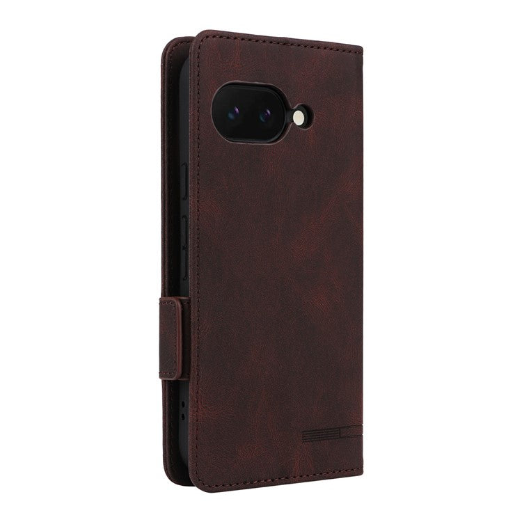 For Google Pixel 9a Case Leather Wallet Flip Phone Cover with Hardware Decor - Coffee