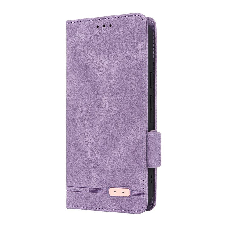 For Google Pixel 9a Case Leather Wallet Flip Phone Cover with Hardware Decor - Purple