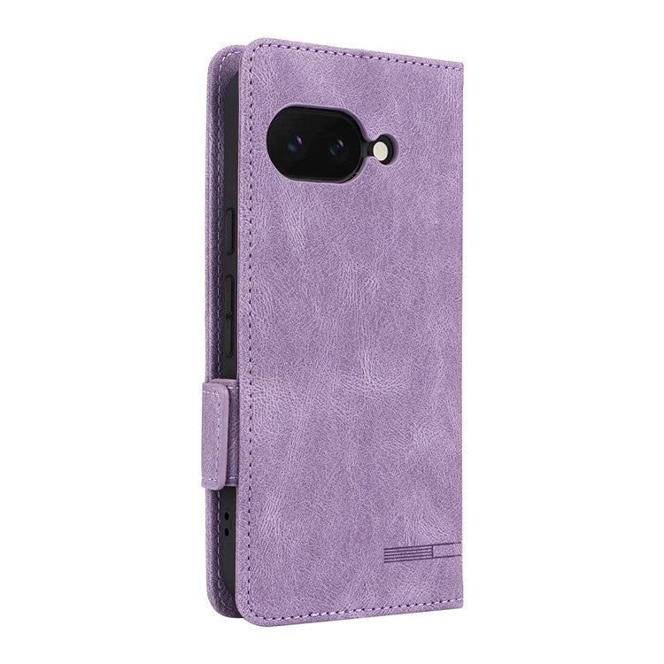 For Google Pixel 9a Case Leather Wallet Flip Phone Cover with Hardware Decor - Purple