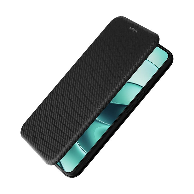 For Xiaomi Redmi Note 14 5G Case Carbon Fiber Texture Drop-Proof PU Leather Phone Cover - Black