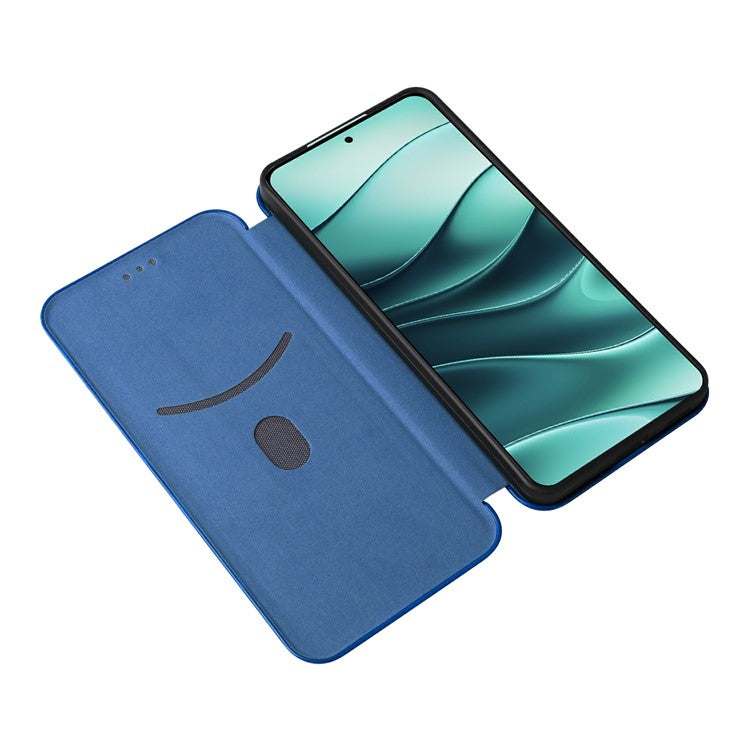 For Xiaomi Redmi Note 14 5G Case Carbon Fiber Texture Drop-Proof PU Leather Phone Cover - Blue