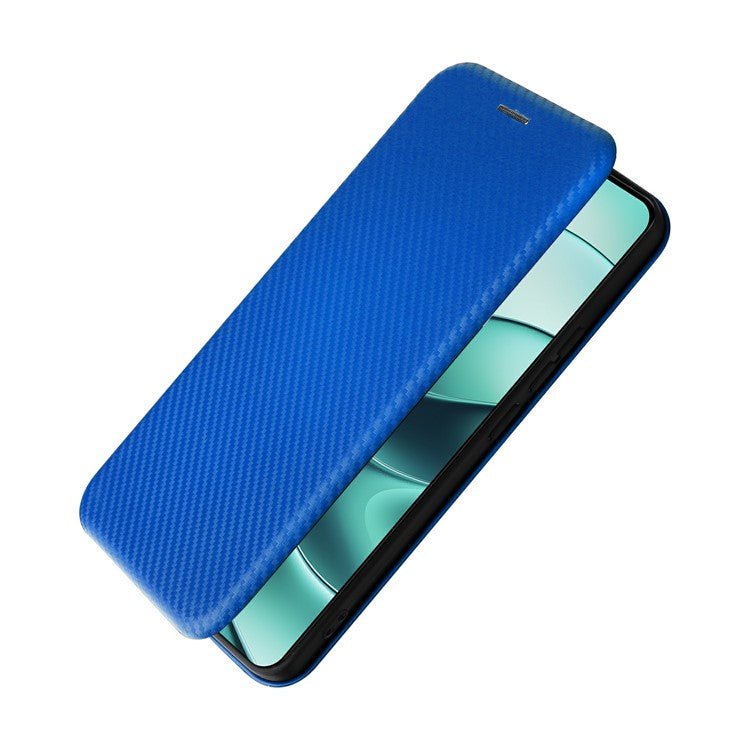 For Xiaomi Redmi Note 14 5G Case Carbon Fiber Texture Drop-Proof PU Leather Phone Cover - Blue