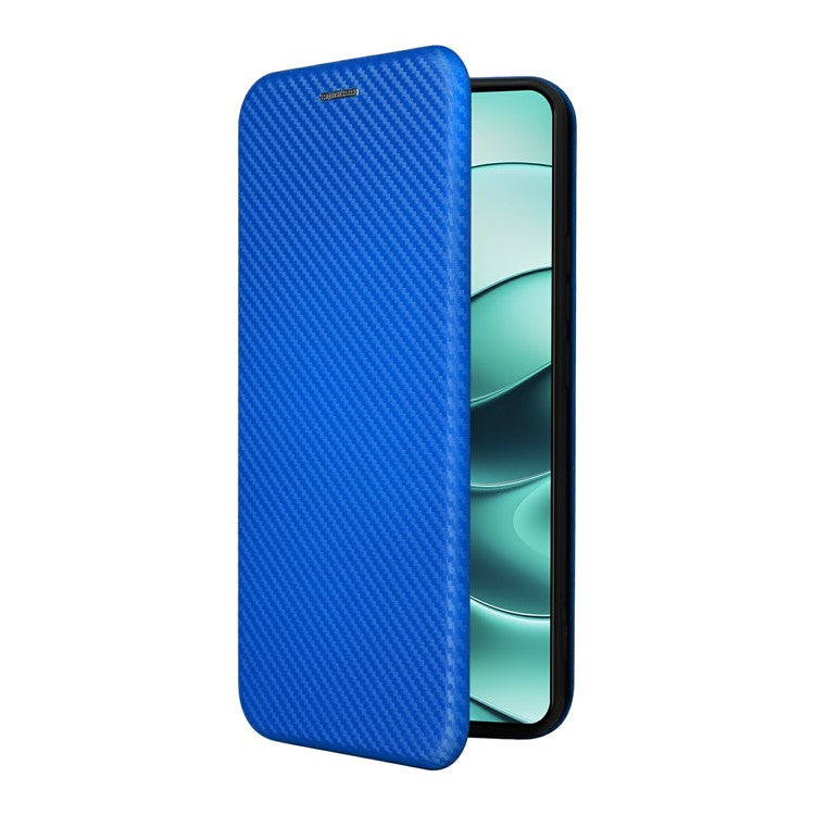 For Xiaomi Redmi Note 14 5G Case Carbon Fiber Texture Drop-Proof PU Leather Phone Cover - Blue