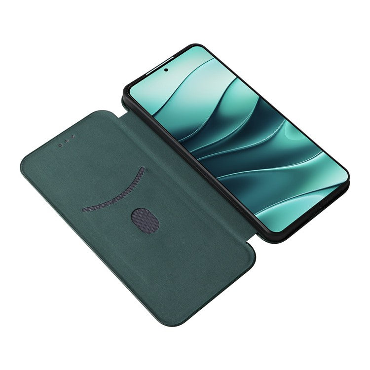 For Xiaomi Redmi Note 14 5G Case Carbon Fiber Texture Drop-Proof PU Leather Phone Cover - Green