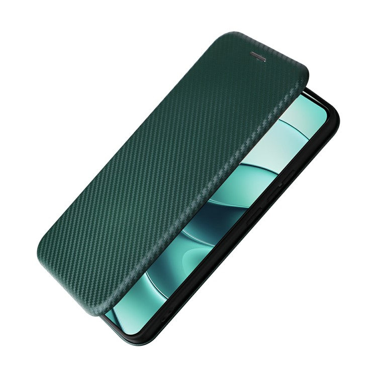 For Xiaomi Redmi Note 14 5G Case Carbon Fiber Texture Drop-Proof PU Leather Phone Cover - Green