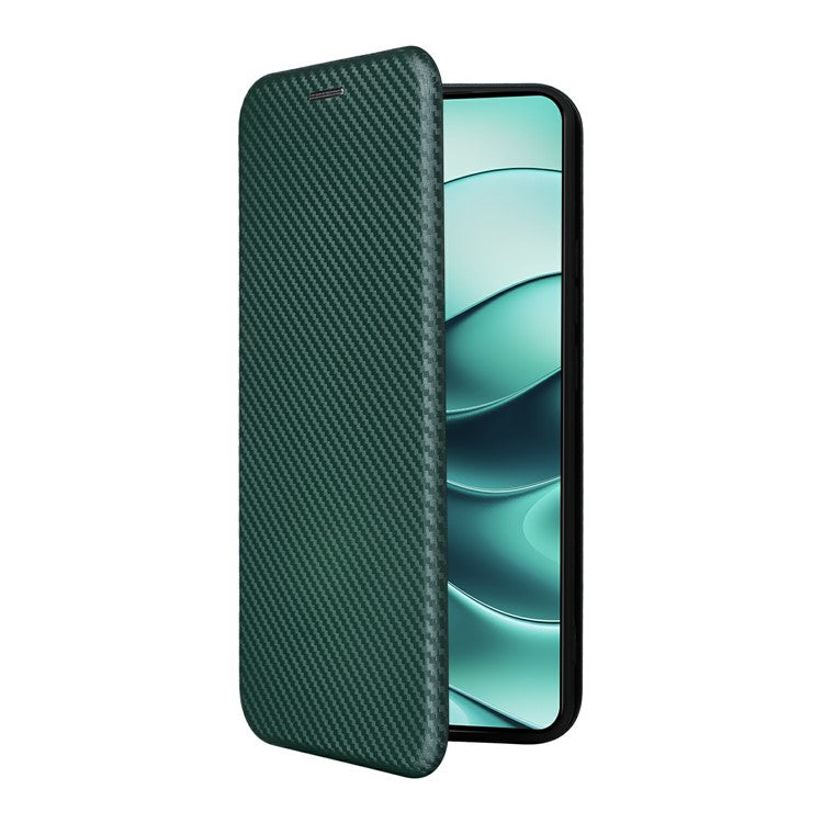 For Xiaomi Redmi Note 14 5G Case Carbon Fiber Texture Drop-Proof PU Leather Phone Cover - Green