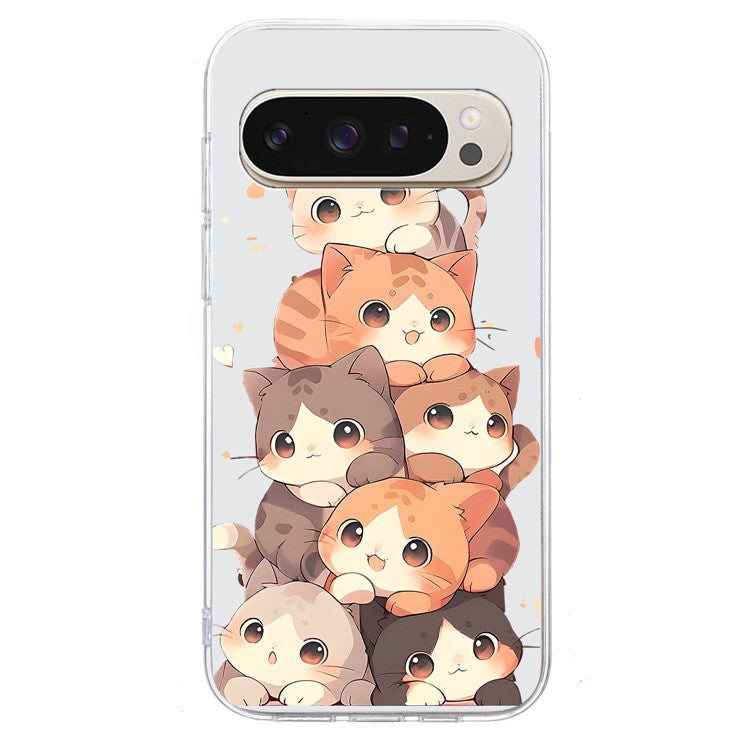 For Google Pixel 9 Pro XL Case Pattern Printing Shockproof Soft TPU Phone Cover - Multiple Kittens