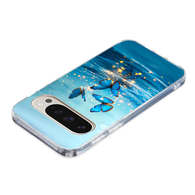 For Google Pixel 9 Pro XL Case Pattern Printing Shockproof Soft TPU Phone Cover - Blue Butterfly