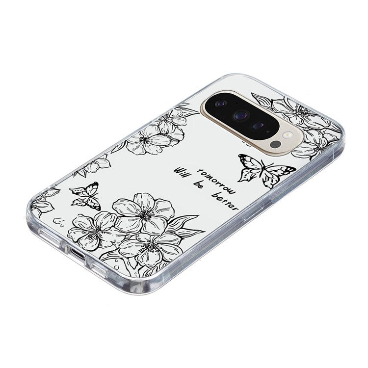 For Google Pixel 9 Pro XL Case Pattern Printing Shockproof Soft TPU Phone Cover - Butterfly Flower