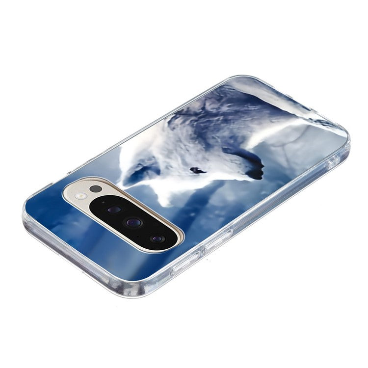 For Google Pixel 9 Pro XL Case Pattern Printing Shockproof Soft TPU Phone Cover - White Wolf