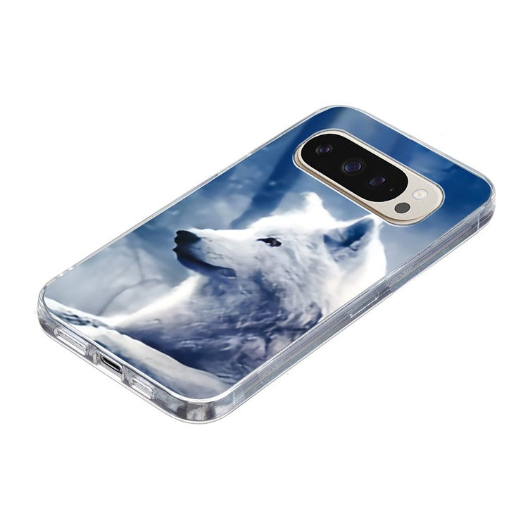 For Google Pixel 9 Pro XL Case Pattern Printing Shockproof Soft TPU Phone Cover - White Wolf