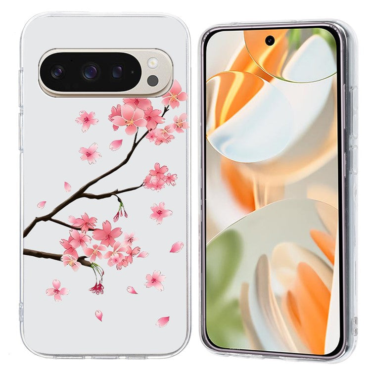 For Google Pixel 9 Pro XL Case Pattern Printing Shockproof Soft TPU Phone Cover - Plum Blossom