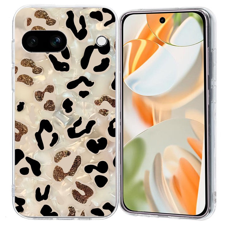 For Google Pixel 9a Case Pattern Printing Shockproof Soft TPU Phone Cover - Leopard Print