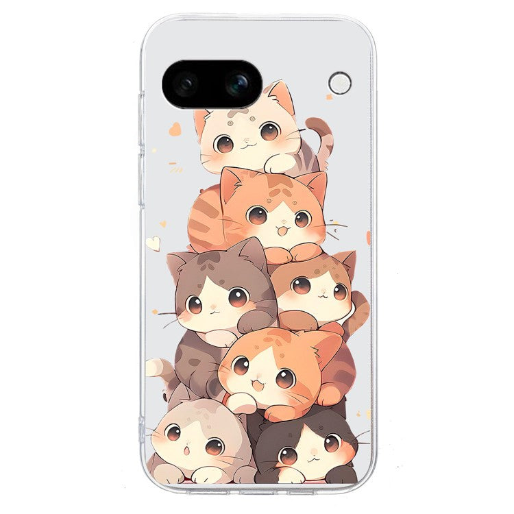 For Google Pixel 9a Case Pattern Printing Shockproof Soft TPU Phone Cover - Multiple Kittens