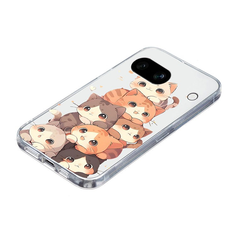 For Google Pixel 9a Case Pattern Printing Shockproof Soft TPU Phone Cover - Multiple Kittens