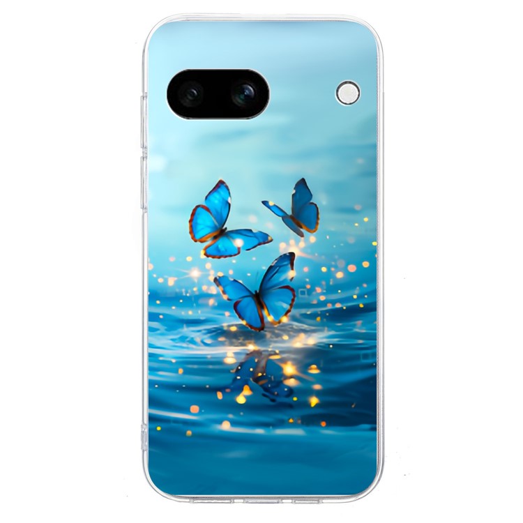 For Google Pixel 9a Case Pattern Printing Shockproof Soft TPU Phone Cover - Blue Butterfly