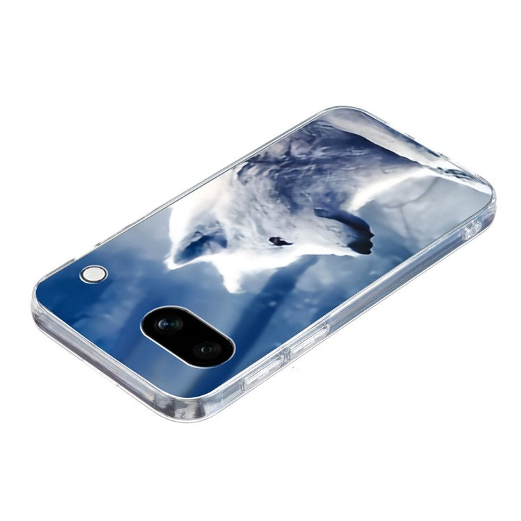 For Google Pixel 9a Case Pattern Printing Shockproof Soft TPU Phone Cover - White Wolf