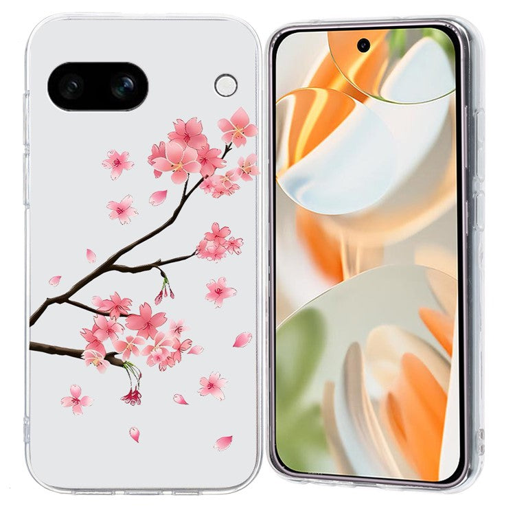 For Google Pixel 9a Case Pattern Printing Shockproof Soft TPU Phone Cover - Plum Blossom