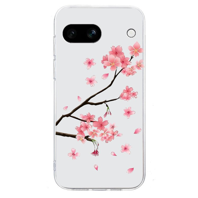 For Google Pixel 9a Case Pattern Printing Shockproof Soft TPU Phone Cover - Plum Blossom