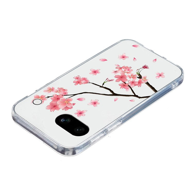 For Google Pixel 9a Case Pattern Printing Shockproof Soft TPU Phone Cover - Plum Blossom