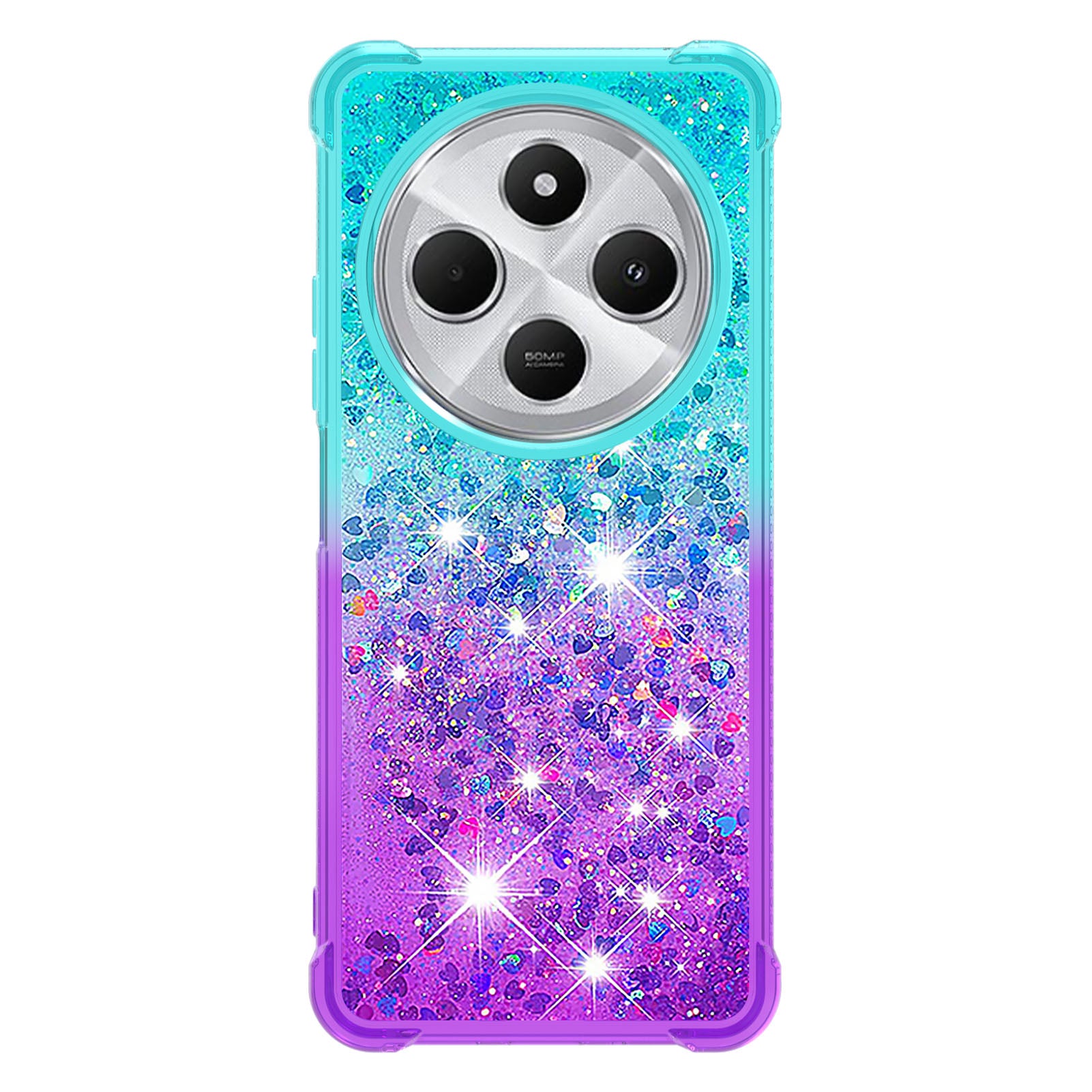 For Xiaomi Redmi 14R 5G / Xiaomi Poco C75 4G / Xiaomi Redmi 14C 4G Case YB Quicksand Series-3  Gradient Quicksand TPU Phone Cover - Sky Blue+Purple