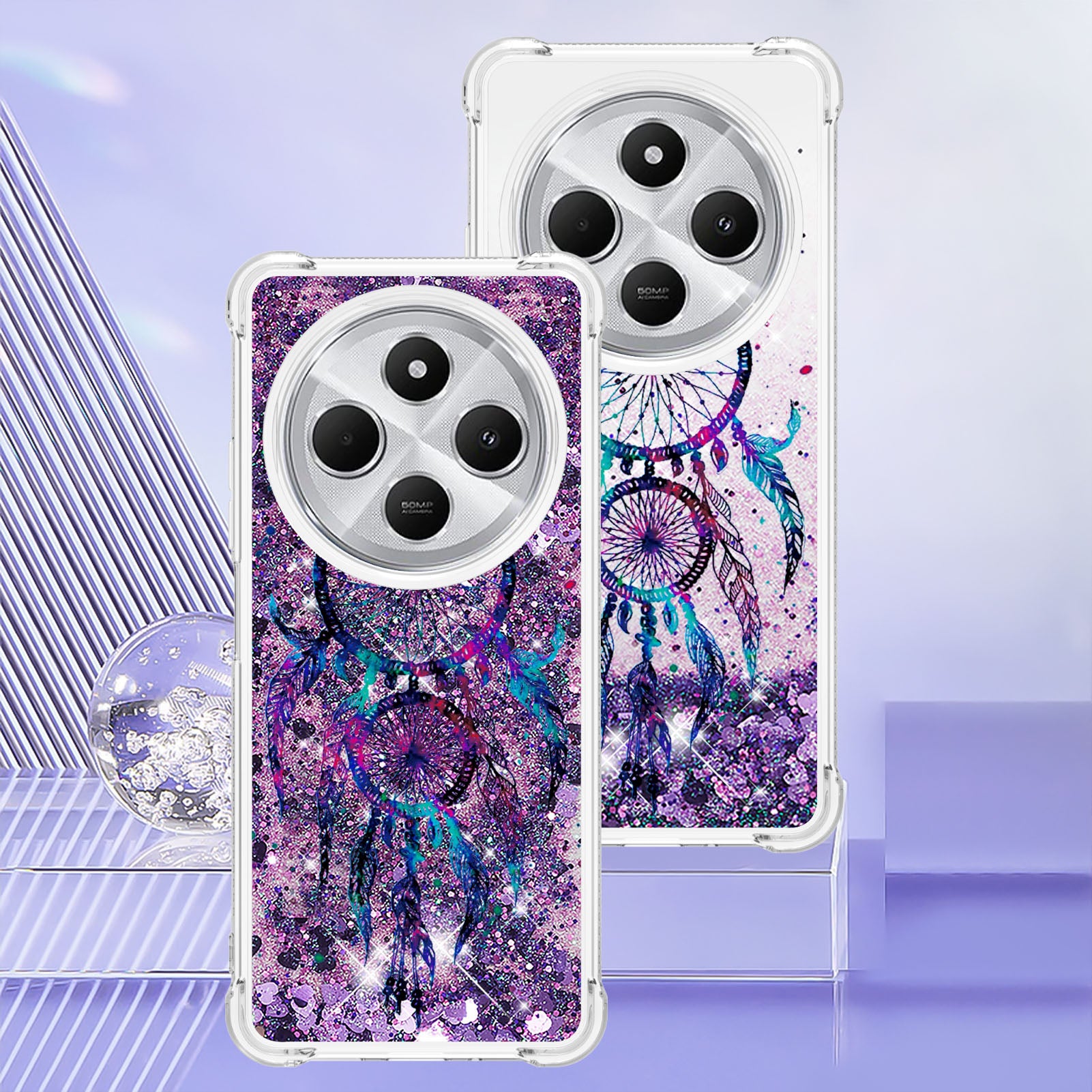 For Xiaomi Poco C75 4G / Xiaomi Redmi 14R 5G / Xiaomi Redmi 14C 4G Case YB Quicksand Series-2  Liquid Quicksand Pattern TPU Phone Cover - Wind Chimes