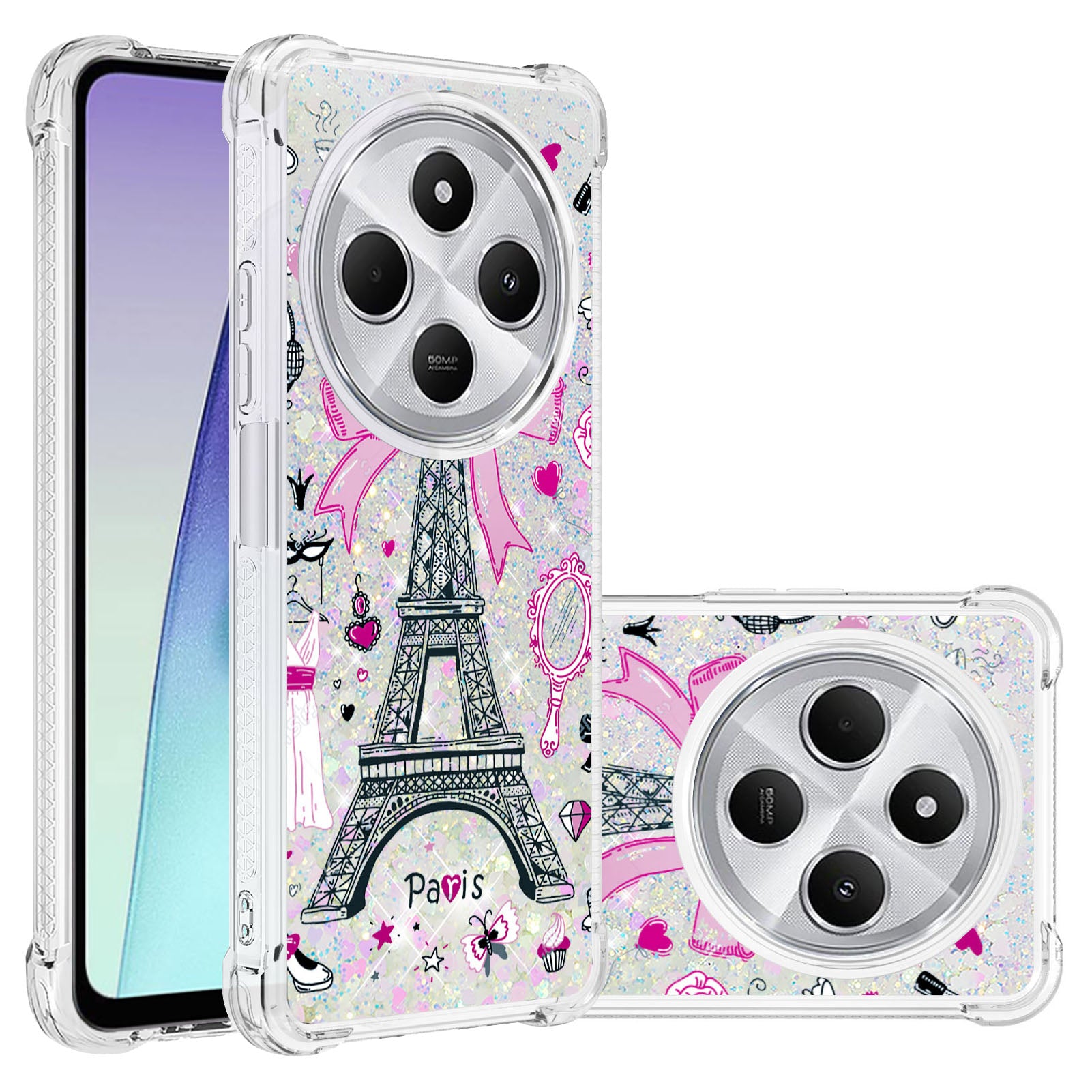 For Xiaomi Poco C75 4G / Xiaomi Redmi 14R 5G / Xiaomi Redmi 14C 4G Case YB Quicksand Series-2  Liquid Quicksand Pattern TPU Phone Cover - Mirror / Tower