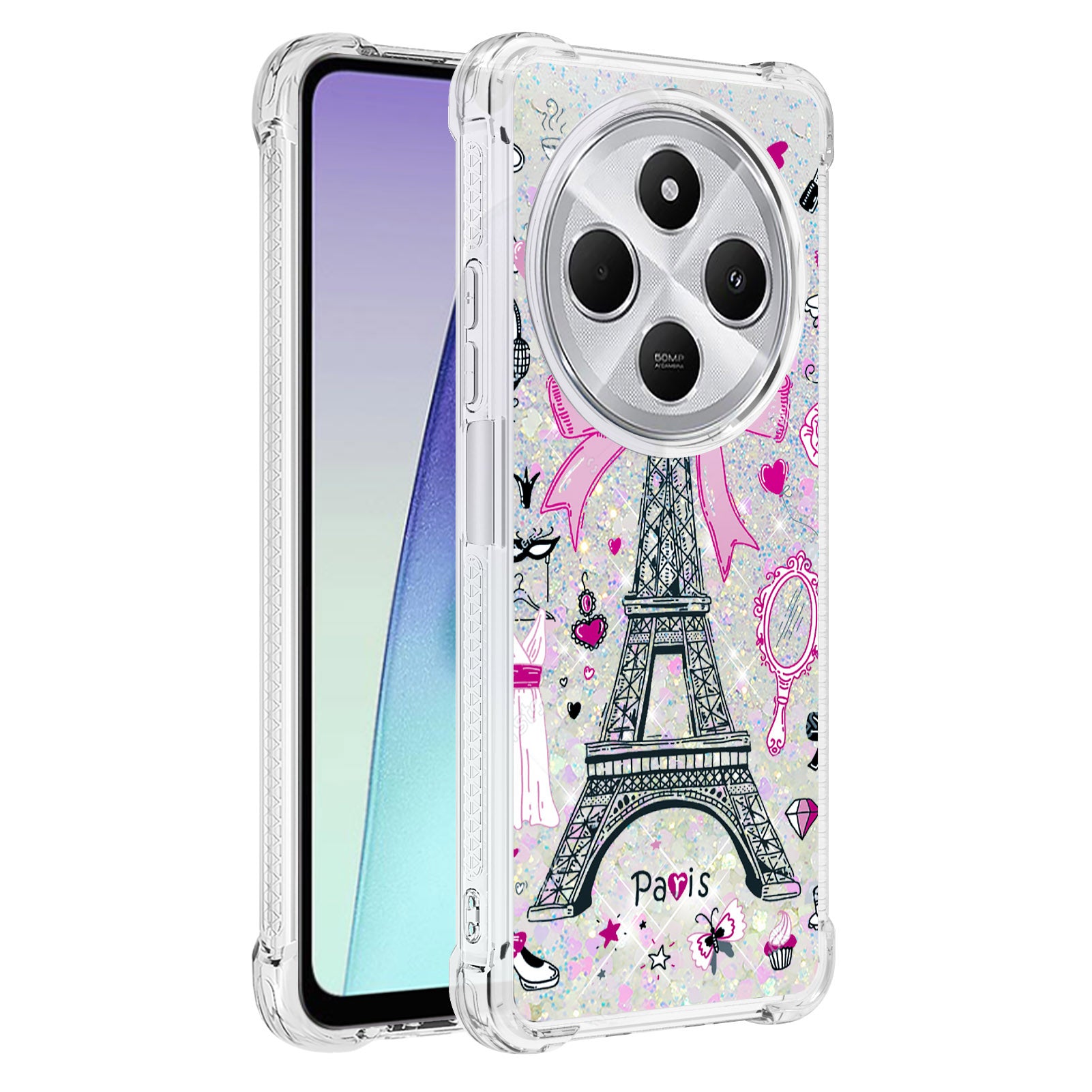 For Xiaomi Poco C75 4G / Xiaomi Redmi 14R 5G / Xiaomi Redmi 14C 4G Case YB Quicksand Series-2  Liquid Quicksand Pattern TPU Phone Cover - Mirror / Tower