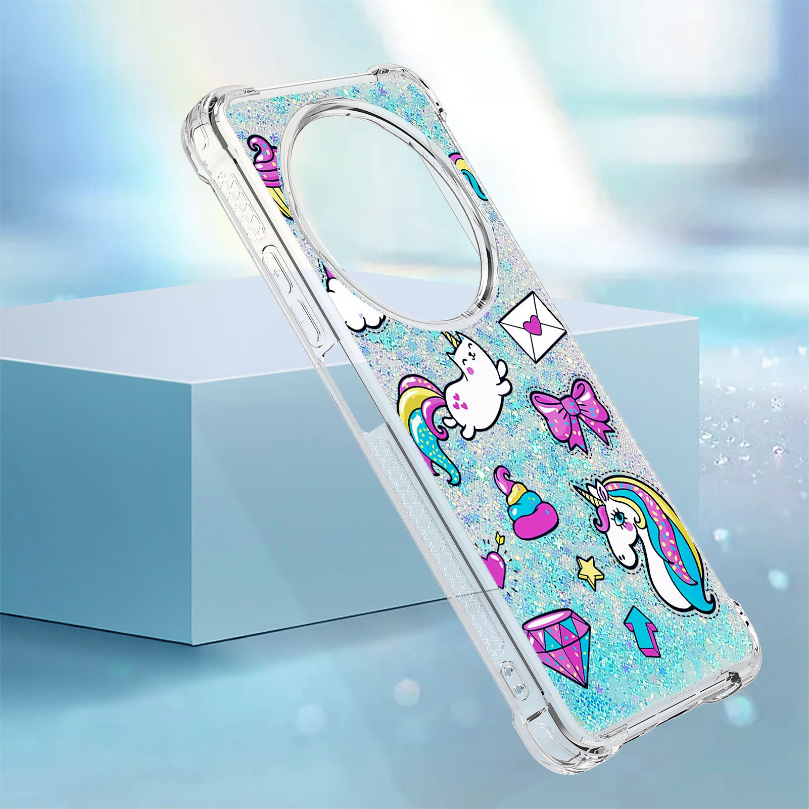 For Xiaomi Poco C75 4G / Xiaomi Redmi 14R 5G / Xiaomi Redmi 14C 4G Case YB Quicksand Series-2  Liquid Quicksand Pattern TPU Phone Cover - Horse and Diamond