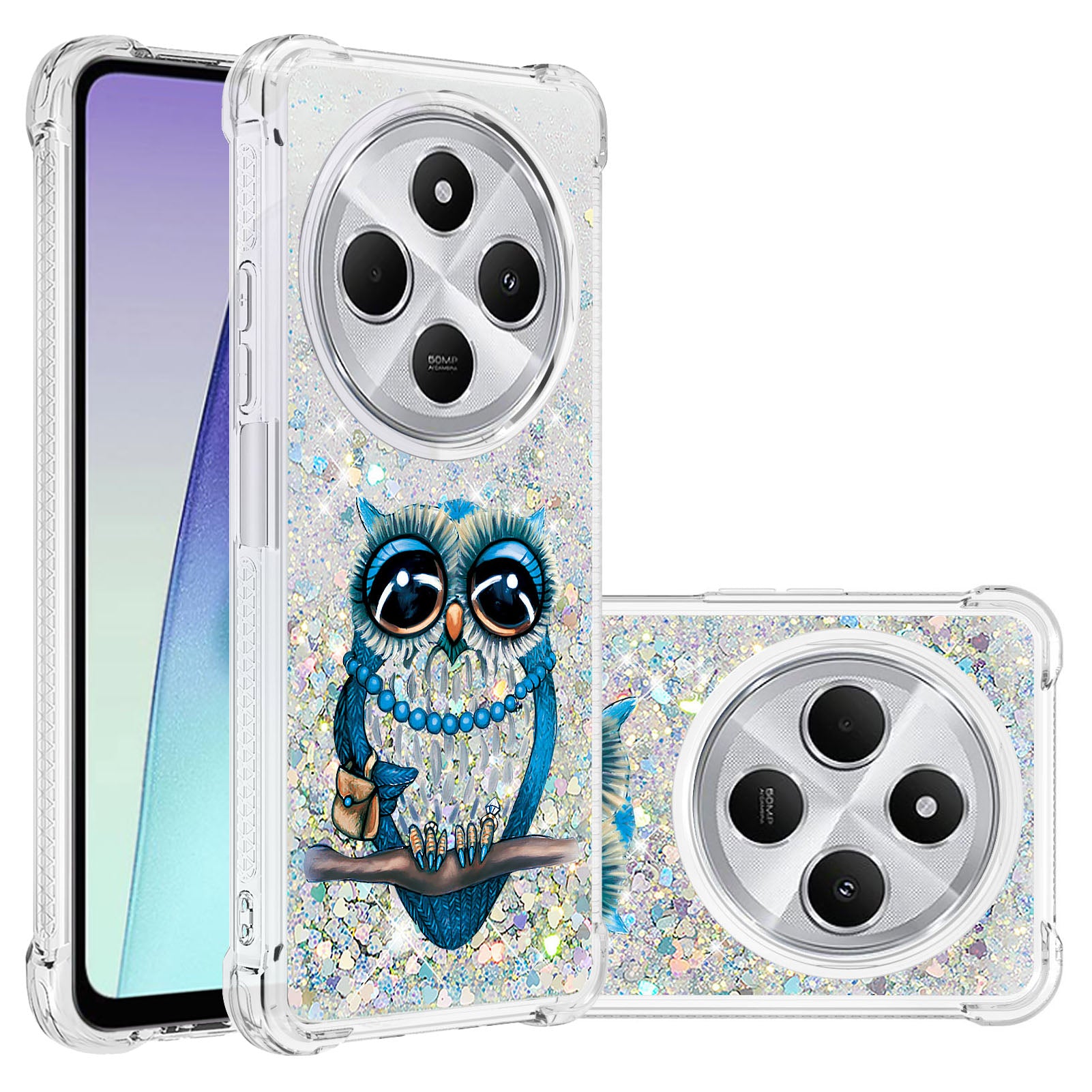 For Xiaomi Poco C75 4G / Xiaomi Redmi 14R 5G / Xiaomi Redmi 14C 4G Case YB Quicksand Series-2  Liquid Quicksand Pattern TPU Phone Cover - Owl