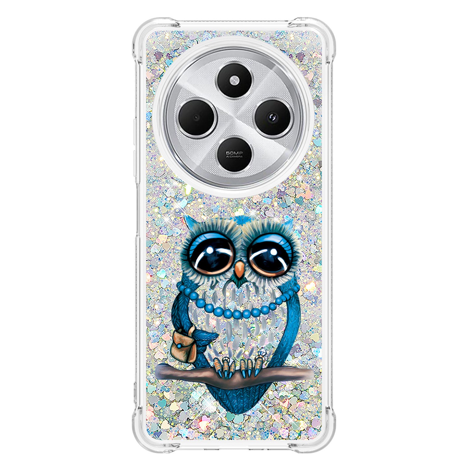 For Xiaomi Poco C75 4G / Xiaomi Redmi 14R 5G / Xiaomi Redmi 14C 4G Case YB Quicksand Series-2  Liquid Quicksand Pattern TPU Phone Cover - Owl