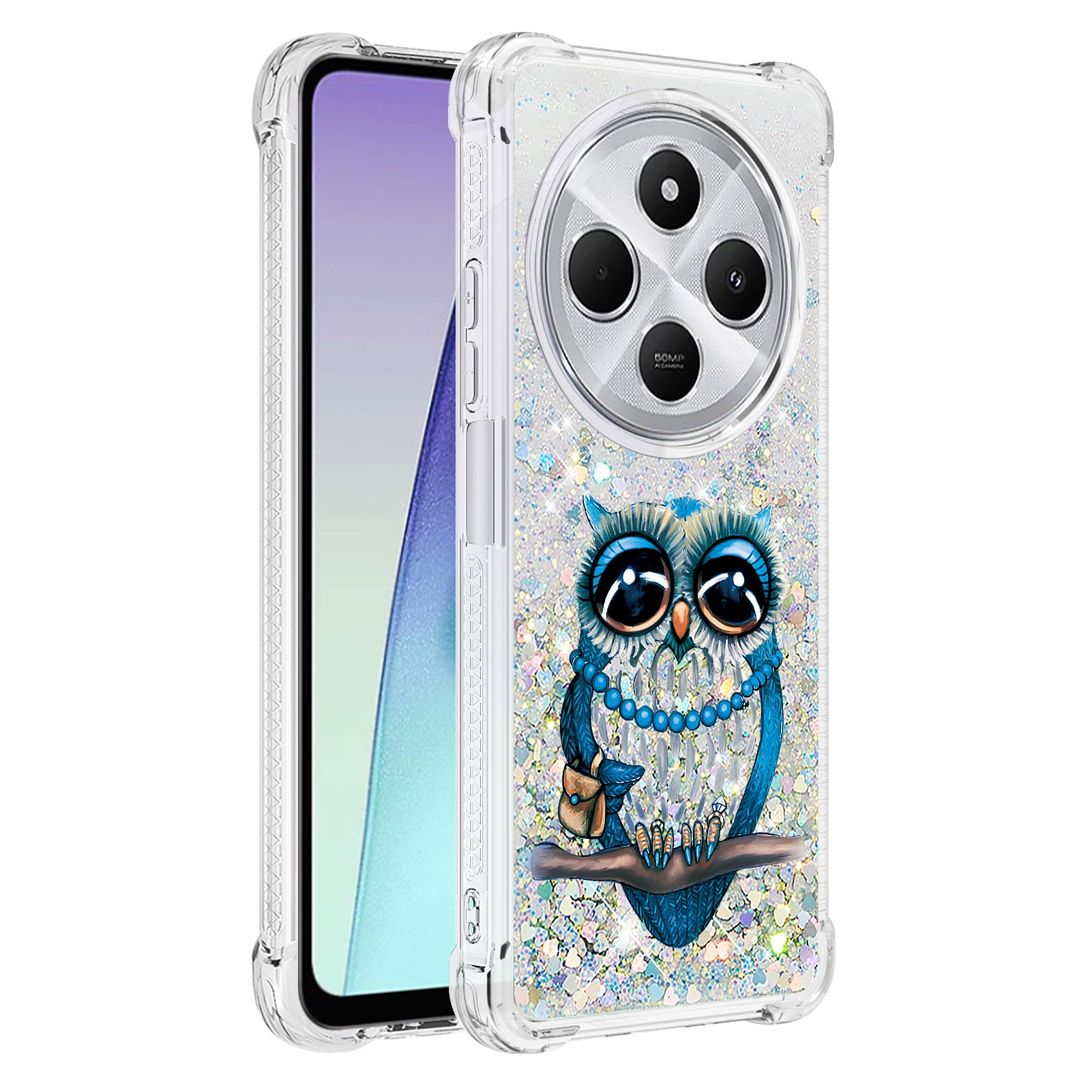 For Xiaomi Poco C75 4G / Xiaomi Redmi 14R 5G / Xiaomi Redmi 14C 4G Case YB Quicksand Series-2  Liquid Quicksand Pattern TPU Phone Cover - Owl