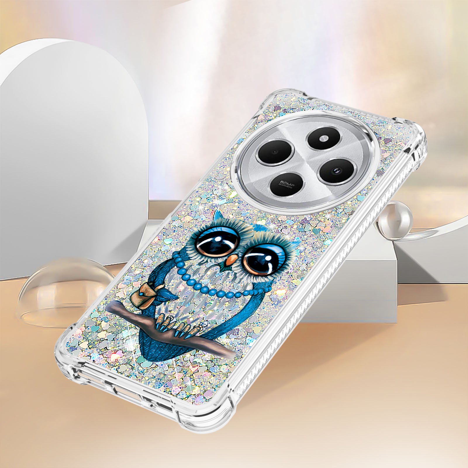 For Xiaomi Poco C75 4G / Xiaomi Redmi 14R 5G / Xiaomi Redmi 14C 4G Case YB Quicksand Series-2  Liquid Quicksand Pattern TPU Phone Cover - Owl