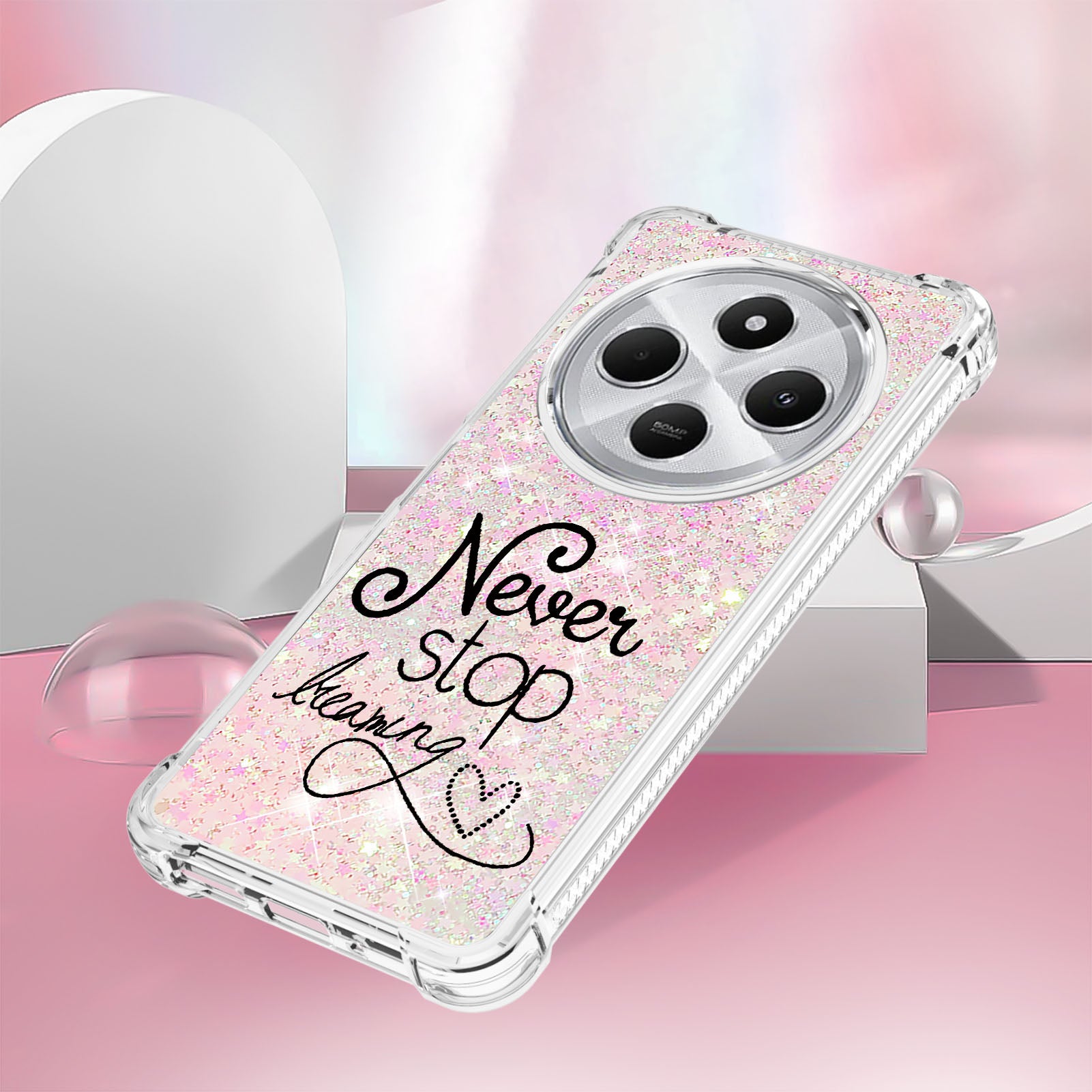 For Xiaomi Poco C75 4G / Xiaomi Redmi 14R 5G / Xiaomi Redmi 14C 4G Case YB Quicksand Series-2  Liquid Quicksand Pattern TPU Phone Cover - Never Stop Dreaming