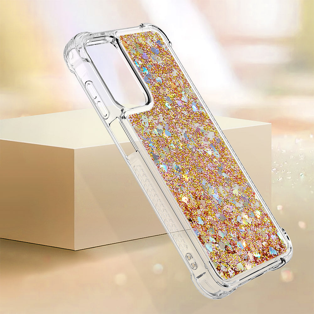 For Samsung Galaxy A16 5G / Galaxy A16 4G Case Quicksand Anti-Drop TPU Phone Cover - Gold / Hearts