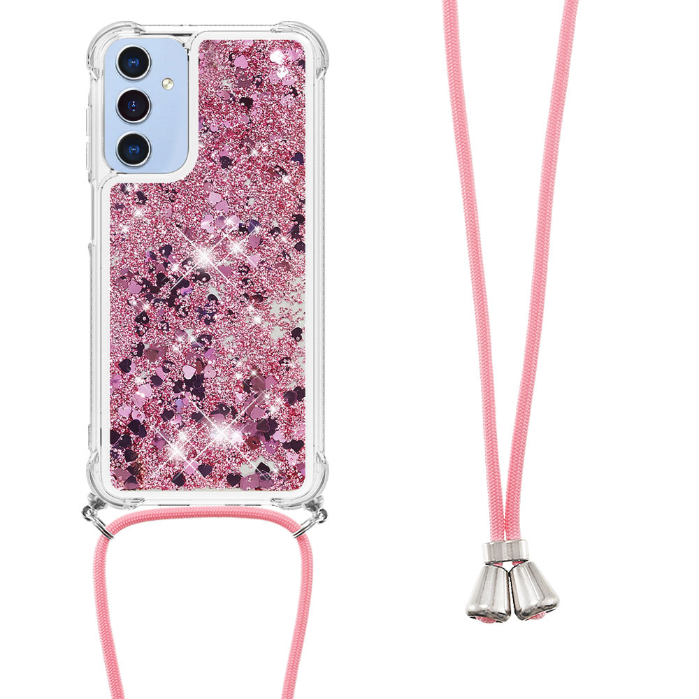 For Samsung Galaxy A16 5G / Galaxy A16 4G Case Quicksand TPU Phone Cover - Rose Gold / Hearts