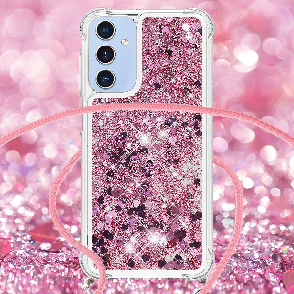 For Samsung Galaxy A16 5G / Galaxy A16 4G Case Quicksand TPU Phone Cover - Rose Gold / Hearts